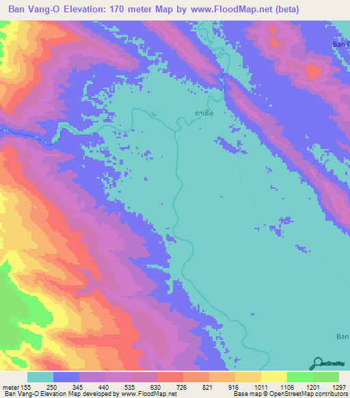 Ban Vang-O,Laos Elevation Map