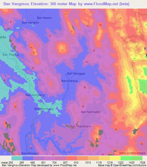 Ban Vangmou,Laos Elevation Map