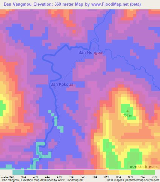 Ban Vangmou,Laos Elevation Map