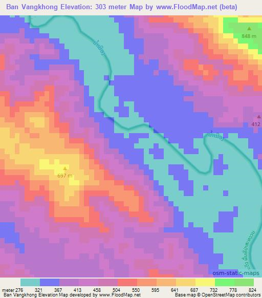 Ban Vangkhong,Laos Elevation Map