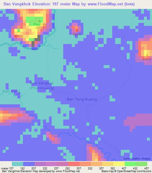 Ban Vangkhok,Laos Elevation Map