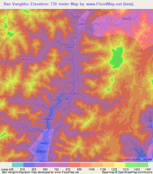 Ban Vangkho,Laos Elevation Map