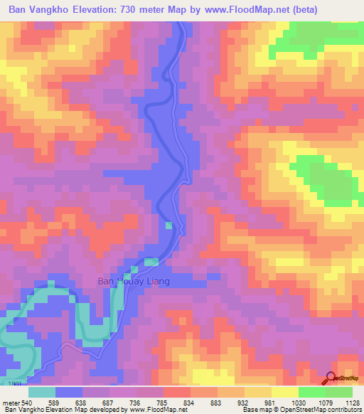 Ban Vangkho,Laos Elevation Map