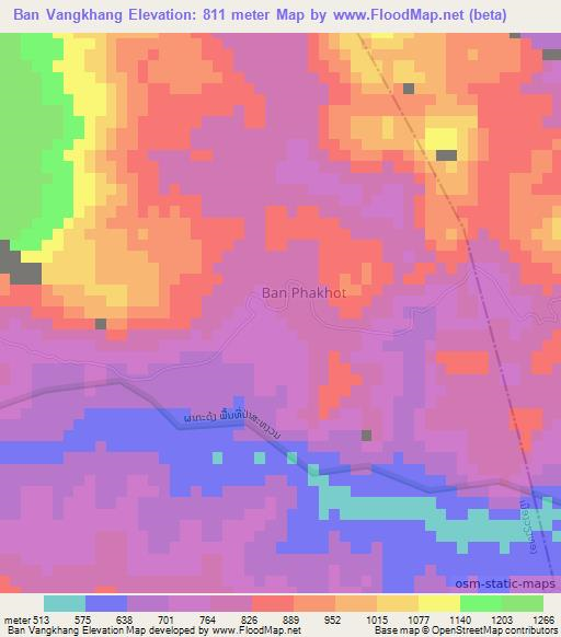 Ban Vangkhang,Laos Elevation Map