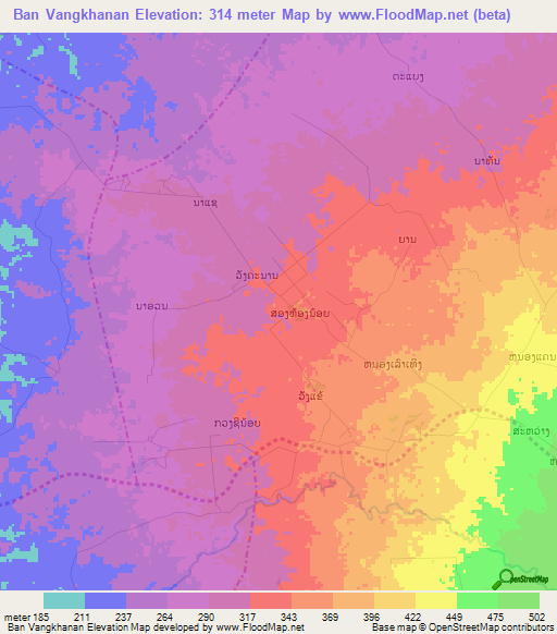 Ban Vangkhanan,Laos Elevation Map