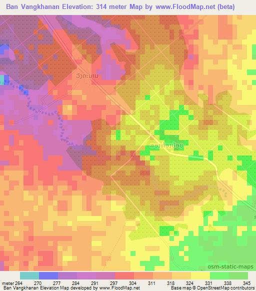 Ban Vangkhanan,Laos Elevation Map