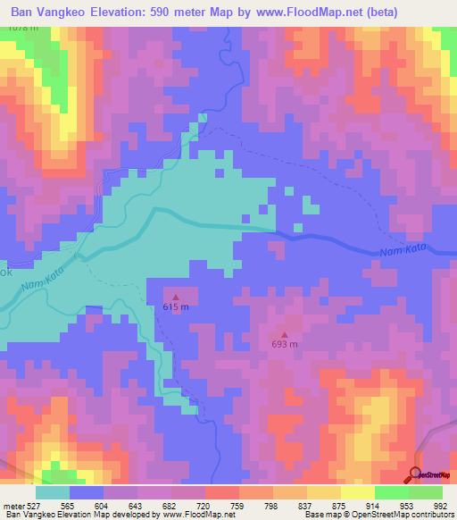 Ban Vangkeo,Laos Elevation Map