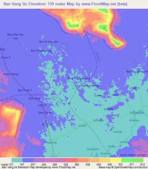 Ban Vang Ile,Laos Elevation Map