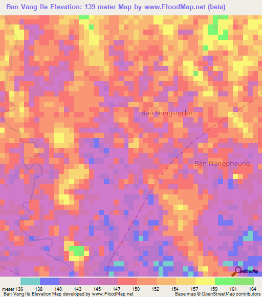 Ban Vang Ile,Laos Elevation Map