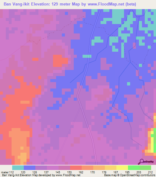 Ban Vang-Ikit,Laos Elevation Map