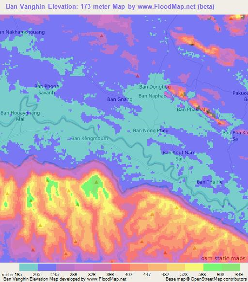 Ban Vanghin,Laos Elevation Map