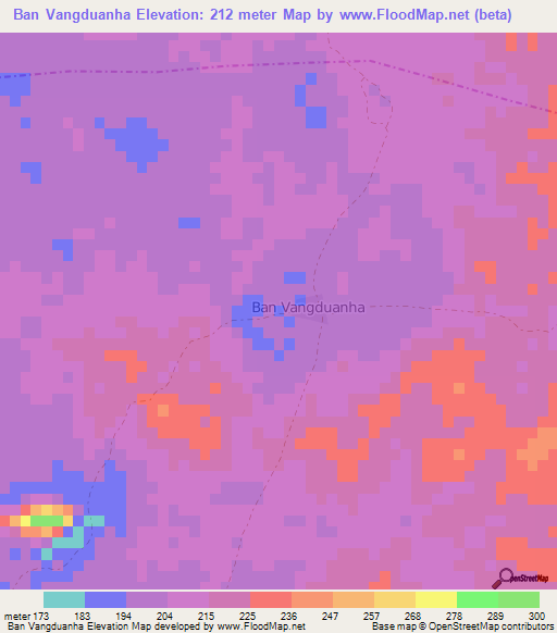 Ban Vangduanha,Laos Elevation Map