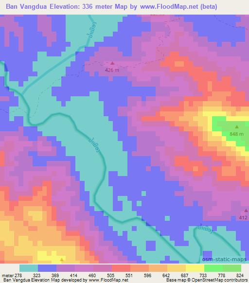 Ban Vangdua,Laos Elevation Map