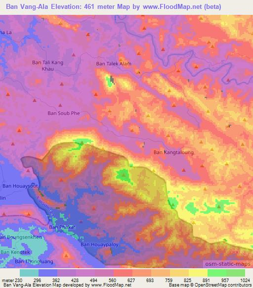 Ban Vang-Ala,Laos Elevation Map