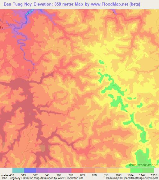 Ban Tung Noy,Laos Elevation Map