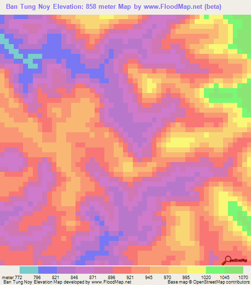 Ban Tung Noy,Laos Elevation Map