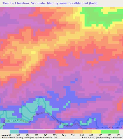 Ban Tu,Laos Elevation Map