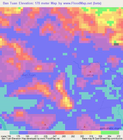 Ban Tuan,Laos Elevation Map