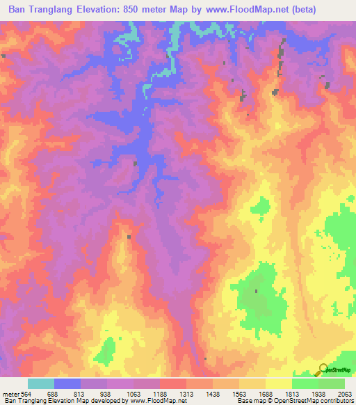 Ban Tranglang,Laos Elevation Map