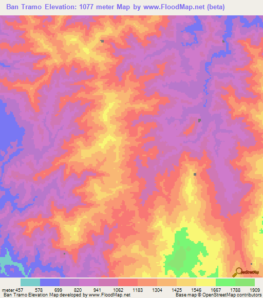 Ban Tramo,Laos Elevation Map