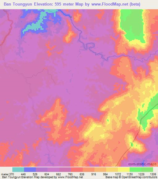 Ban Toungyun,Laos Elevation Map