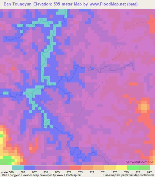 Ban Toungyun,Laos Elevation Map