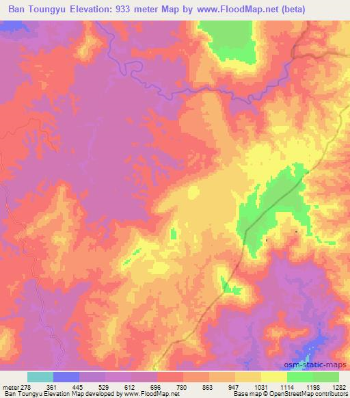 Ban Toungyu,Laos Elevation Map