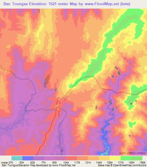 Ban Toungxa,Laos Elevation Map