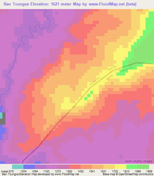 Ban Toungxa,Laos Elevation Map