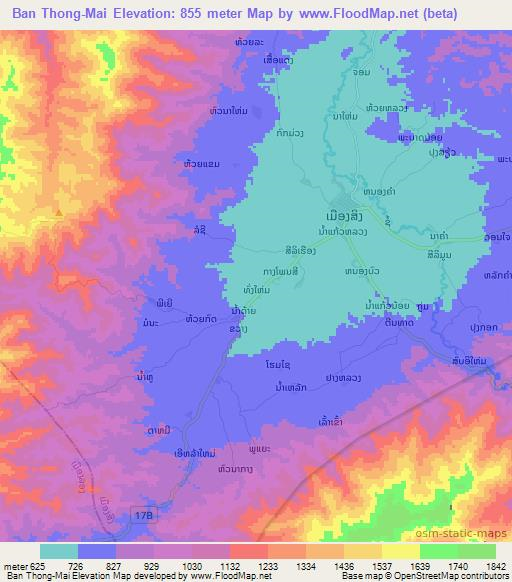 Ban Thong-Mai,Laos Elevation Map