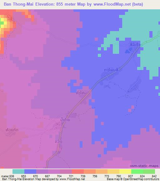 Ban Thong-Mai,Laos Elevation Map