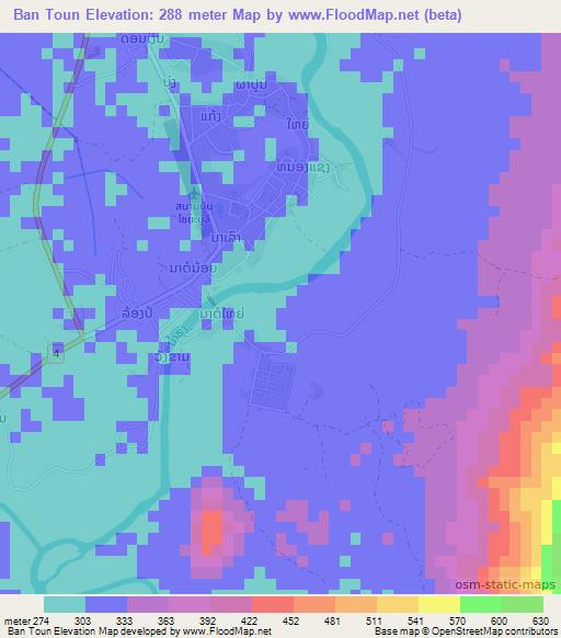 Ban Toun,Laos Elevation Map