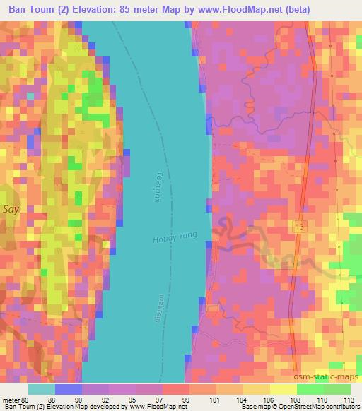 Ban Toum (2),Laos Elevation Map