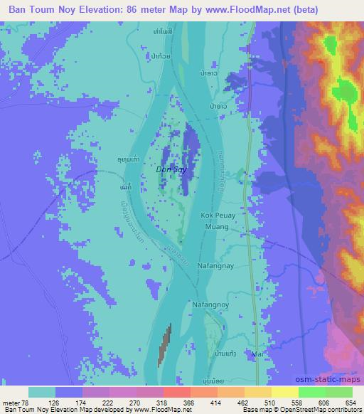 Ban Toum Noy,Laos Elevation Map