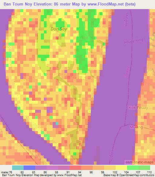 Ban Toum Noy,Laos Elevation Map