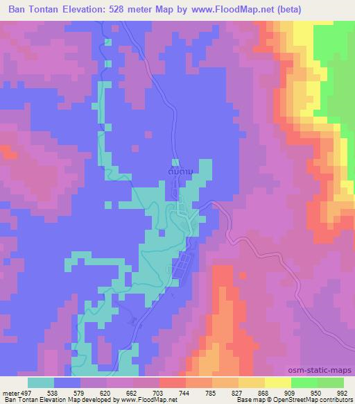 Ban Tontan,Laos Elevation Map