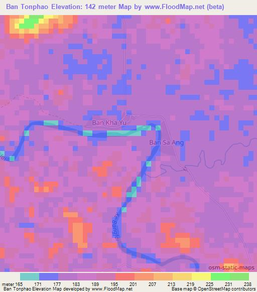 Ban Tonphao,Laos Elevation Map