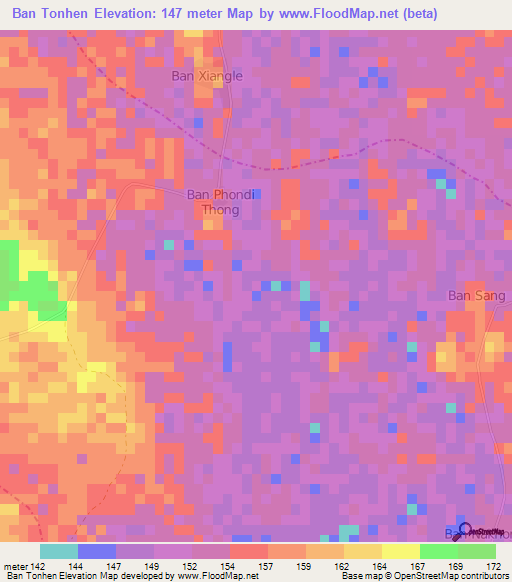 Ban Tonhen,Laos Elevation Map