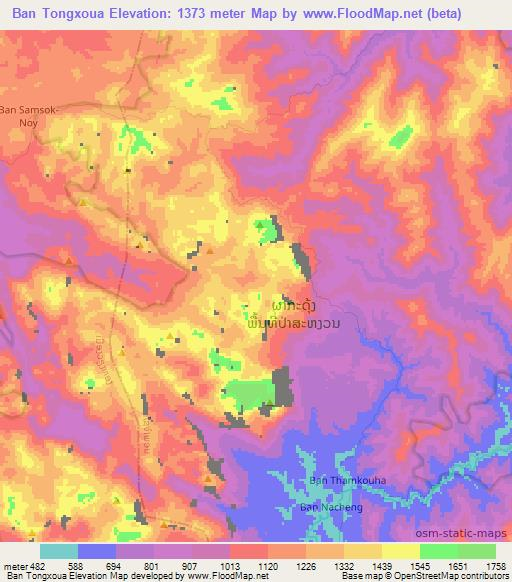 Ban Tongxoua,Laos Elevation Map