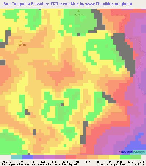 Ban Tongxoua,Laos Elevation Map