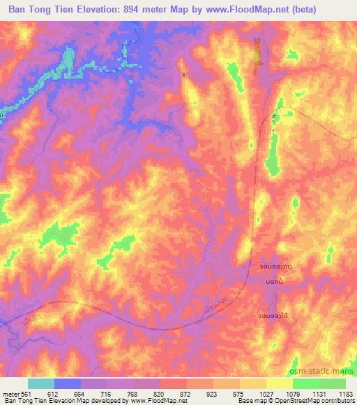 Ban Tong Tien,Laos Elevation Map