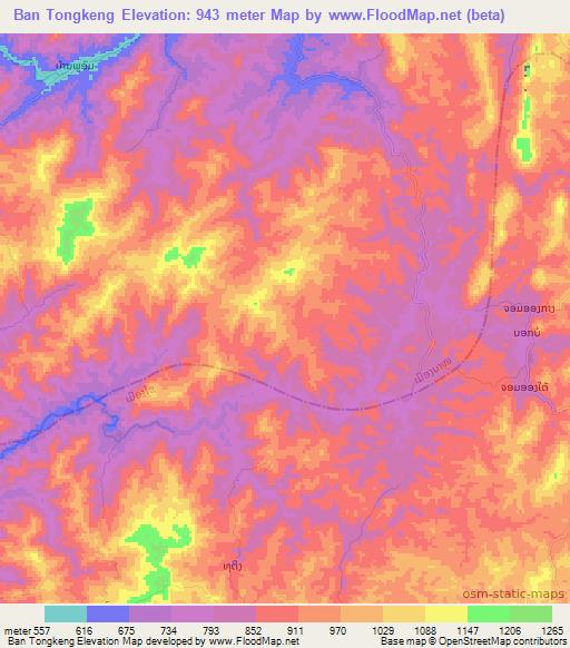 Ban Tongkeng,Laos Elevation Map