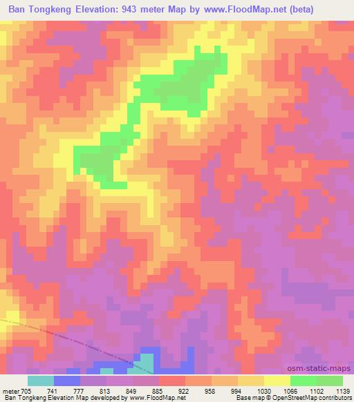 Ban Tongkeng,Laos Elevation Map