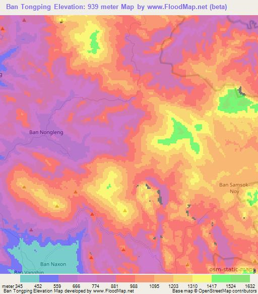 Ban Tongping,Laos Elevation Map