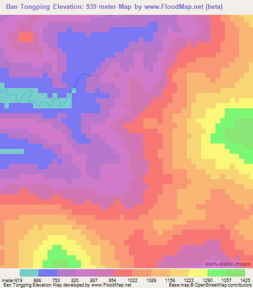 Ban Tongping,Laos Elevation Map