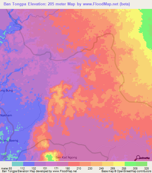 Ban Tongpa,Laos Elevation Map