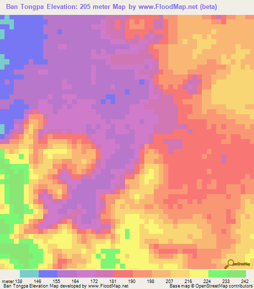 Ban Tongpa,Laos Elevation Map