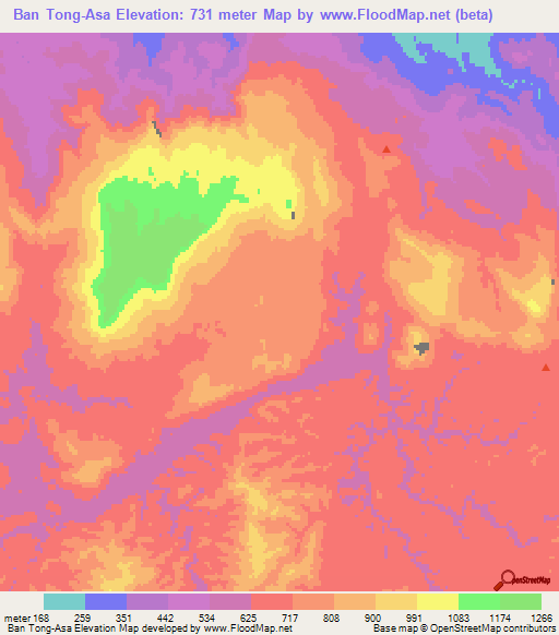 Ban Tong-Asa,Laos Elevation Map