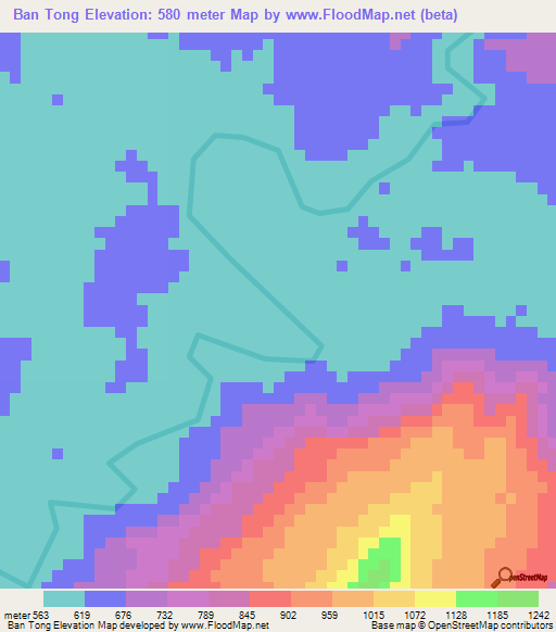 Ban Tong,Laos Elevation Map