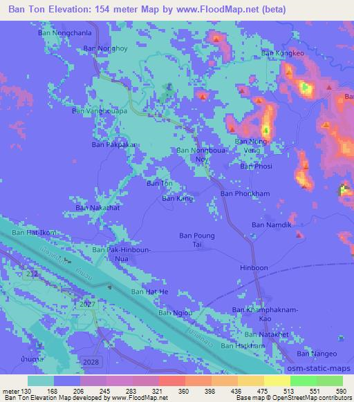 Ban Ton,Laos Elevation Map